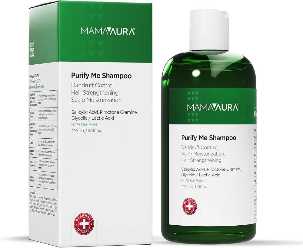 Mamaaura Purify Me Şampuan, Kepek Görünümünü Azaltmaya Yardımcı ve Kaşıntıyı Yatıştırmaya Destekleyen Arındırıcı Şampuan, 250 ml
