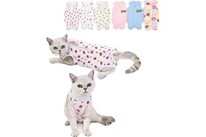 Komate Gilet de Récupération de Chat Chien Chiot après la Chirurgie Porter Combinaison de récupération pour Animaux E Collier Alternative Plaies Abdominales Maladies de la Peau (M, Fraise)
