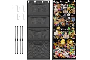 Nlmayt Over Door Hanging Organiser, Foldable Pockets Fabric, Hanging Storage Organizer with Double Backing, Large-eye Mesh, 4 Hooks and 4 Struts for Bathroom, Bedroom, Wardrobe, Toys