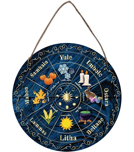 Roue Païenne De L'Année Arbre De Vie - Calendrier Sorcière Wiccan En Bois, Décoration Murale