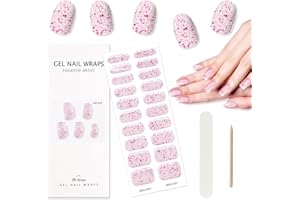 EBANKU Cured Gel Nail Strips, Gel Nail Strips Long Lasting Waterproof Real Nail Polish Strips Wraps Stickers with Cuticle Stick, Nail File, Nail Wipes & Sealing(UV/LED Lamp Required)