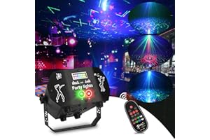 Lumière de scène, Nauotk Lumière Disco avec télécommande, 60 modes RGB, Lumière de Discothèque Contrôlée par Musique et Stroboscope, Lampe de scène à activation vocale pour Halloween