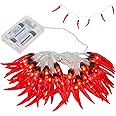 IMIKEYA Red Chili String Light 5M 50 LEDs Chili Pepper Fairy String Lights for Indoor Outdoor Home Party Garden Patio without Battery