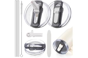 YUENGJGI Lot de 2 couvercles de rechange pour gobelet Stanley Cup de 100 ml, réutilisables, anti-basculement, avec paille, accessoires de rechange (blancs-B)