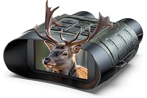 HOTPEAK Jumelles Vision Nocturne, 112 MP 4K Jumelles Nocturnes avec Zoom 12X portée & Batterie 5000mAh Rechargeable, Carte 64GB Incluse, Vision Infrarouge, Idéal pour Chasse, Camping & Sécurité