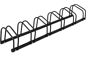 Relaxdays Cykelställ golv, för 6 hjul, upp till 60 mm däckbredd, metall, garage, cykelstativ för stativ