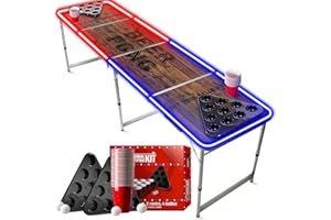 Beer Pong Official LED Light Full Set | 1 Table + 2 Racks + 22 Red Cups + 4 Balls | Complete Pack | Official Table Size | Party | OriginalCup®