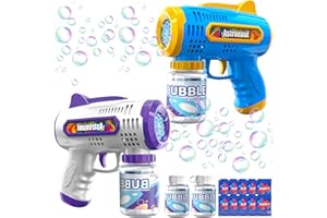 TEBOKHAD 2x Sparabolle di Sapone Automatica Pistola Bolle di Sapone Bambini 10000+ Bolla/Min Sparabolle 300ml Soluzione per Bomboniere, Attività all'aperto e al Coperto