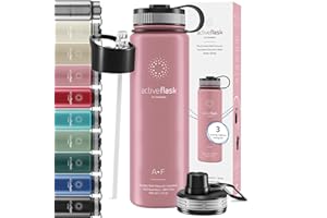 BEMAXX Bottiglia Acqua Termica INOX ACTIVE FLASK + Cannuccia (3 Tappi), Senza BPA - Thermos 1l/500ml | Borraccia Isotermica Acciaio - Caldo/Freddo, Ufficio Outdoor Sport Bicicletta viaggio fitness, Caffe Te