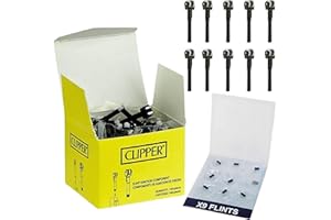 EFFERIXO Clipper Flints & Replacement Barrel Stems | 10 Wheel Stems with a Full Pack of 9 Flints | Compatible with All Clipper Lighters | Flints for Clipper Lighters