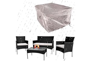 COSMO BUY 4 Piece Rattan Garden Furniture Set Outdoor Patio Sofa, table and chairs garden table Ideal for Pool Side, Balcony, Outdoor and indoor Conservatory Patio Set (Black with Rain Cover)