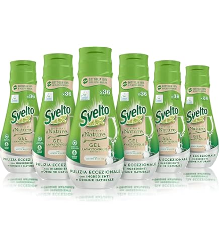Svelto Powered By Nature All-in-1 Gel For Dishwashers, Exceptional Cleaning With White Vinegar And Natural Ingredients, 4 Bottles Of 640 Ml