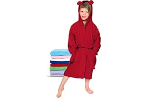 Twinzen - Peignoir Enfant Coton pour Fille et Garçon - 100% Coton OEKO-TEX® Sans Produits Chimiques- 2 Poches, Ceinture, Capuche avec Oreilles