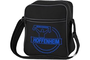 VIMAVERTRIEB® Retrotasche hoch Hoffenheim - Meine Fankurve - Druck: blau - Tasche Umhängetasche Fußball Fanartikel Fanshop - schwarz/schwarz