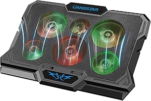 LIANGSTAR Laptop Cooling Pad, Laptop Cooler with 6 Quiet Led Fans for 15.6-17 Inch Laptop Cooling Fan Stand,Switch Control Fan Speed Function
