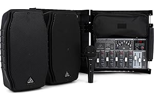 Behringer EUROPORT PPA200 Ultra-Compact 200 Watt 5 Channel Powered Mixer with Wireless Microphone Option, Klark Teknik Multi-FX Processor and FBQ Feedback Detection
