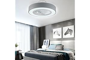 Lightakai Deckenventilator mit Licht, 22'' Kreisförmige Kronleuchter Deckenventilator LED Deckenleuchte Leise Ventilator Pendelleuchte 3 Farben Beleuchtungsmodi Für Wohnimmer Schlafzimmer