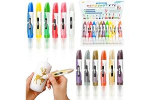 Aerzouser 12 Colores Pintura para Velas – Set de Rotuladores para Decorar Velas, Cristal, Cerámica y Madera – No Tóxicos, Secado Rápido, Ideal para Manualidades y Navidad