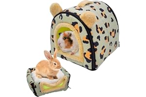 LURNODY Casa Cama para Conejillo de Indias,Cama 2 en 1 para Conejillos de Indias,Acogedora Casa Cama para Hámster con Almohadilla Extraíble,para Animales Pequeños como Cobayas,Hurones