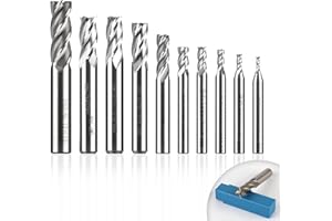 EFUTURETIME Frezy trzpieniowe HSS 10 sztuk, średnica 2-12 mm, zestaw frezów CNC, trzpień cylindryczny, stal szybkotnąca, do aluminium, drewna, pleksiglasu, precyzyjna praca