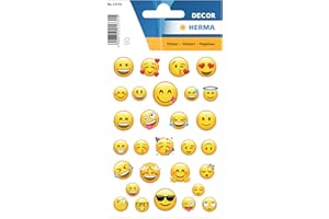 ‎HERMA HERMA 15731 Aufkleber Smiley klein groß, 87 Stück, Belohnung Sticker mit Whatsapp Emoji Gesicht Motiv, Kinder Etiketten für Fotoalbum Tagebuch Poesiealbum Scrapbooking Geburtstag Dekoration Briefe