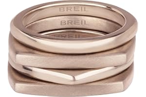 Breil, Collezione New Tetra, Set di 4 Anelli Donna in Acciaio Lucido e Satinato Ideali da Indossare Insieme o Separatamente, Gioielli Donna e Ragazza
