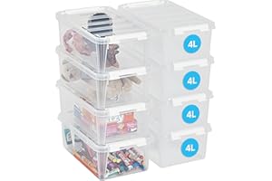 SmartStore cajas de almacenamiento de plástico pequeñas de 4L con tapas - Juego de 8 - Apilables y encajables - Garantía de 10 Años - Seguras para Alimentos - Cierre con Clips L30 x An19 x Al11 cm