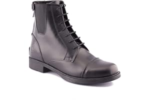 Equitack Laced Zipped Leather Adults Horse Riding Boots Stable Yard Black UK 8