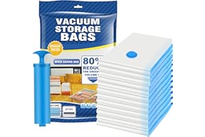 LOVPIS Vakuumbeutel für Kleidung 12 Stück 60X40cm Vakuumbeutel Vakuum Aufbewahrungsbeutel Wiederverwendbar für Bettwäsche Kleiderbeutel für Kleidung mit Staubsauger Handpumpe