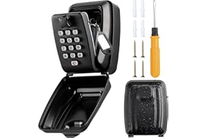 Tuocal Key Safe Wall Mounted Police Approved, Waterproof Key Lock Box Resettable 12-Digit Combination Top Security Key Storage Box with Weatherproof Cover for Outside Home Garage Office School