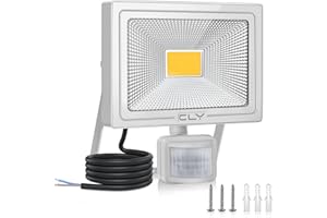 Reflektor LED CLY 50W z czujnikiem ruchu, reflektor LED 3000K ciepły biały 4500LM IP66 wodoodporny, reflektor zewnętrzny super jasny, światła z czujnikiem reflektora LED do ogrodu, podwórka, garażu, drzwi