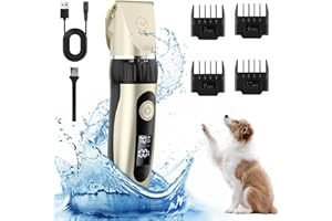 YAZEKY Tosatrice per Cani pelo Lungo Professionale,Display a LED Tosatrici Elettriche per Toelettatura per Cani per Cani Gatti Pelo Lungo Ricaricabile e Silenzioso con Toelettatura Accessori Cavo USB