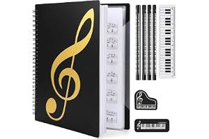 Notenmapp A4 svart med 40 sidor, notpärm set inkl. 4 pennor, 3 suddgummin och linjal, vattentät körmapp för piano, gitarr och fiol, musikskrivmaterialset