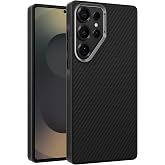 Teknoft Samsung Galaxy S25 Ultra i&ccedil;in Karbon Serisi Ultra G&uuml;&ccedil;l&uuml; Metal Tuşlu ve Lens &Ccedil;er&ccedil;eveli Darbe Emici Karbon Fiber G&ouml;r&uuml;n&uuml;