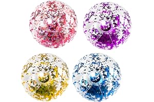 Syylqyr 4 Pcs Inflatable Pool, 16 Inch Glitter Ball with Sequin Glitter, Blow Up Ball Water Recreation Balls Beachball,(15 Used by people over the age of) Pool Party Games Summer Beach