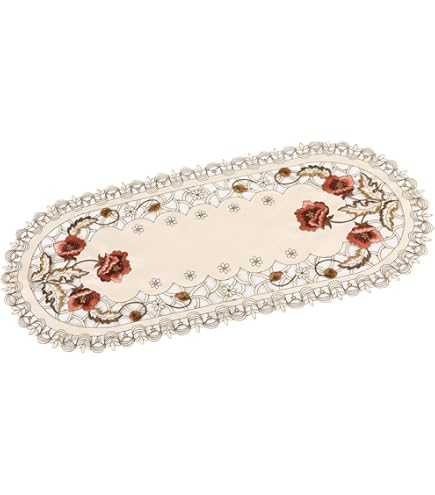 Runner Da Tavolo Rehomy - Ricamato A Fiori, Poliestere, 40x150cm, Stile Vintage