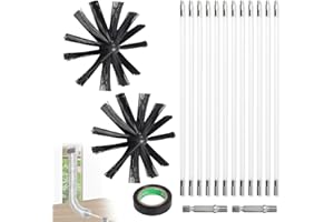 EFUTURETIME Zestaw kominiarek do wędek kominowych 4,8 m, kominiarka do wędki Ø 200 mm, 9 elastycznych prętów do czyszczenia kominka, może być używany ze śrubokrętem do kominka, rur, suszarką