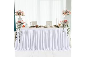 HBBMAGIC Polyester Tischrock Tischdecke Tischröcke Party Deko Für Hochzeit, Geburtstag, Candy Bar, Weihnachten, Weiß, 275 * 76CM