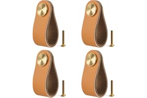 ADMYGO Maniglie in Pelle per Mobili, 4 Maniglie per Mobili in Pelle Pomelli Cassetti Chics, Maniglie per Armadi, Manopole per Mobili per Cassettiere, Cucine, Armadi