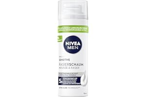 BEIERSDORF NIVEA MEN Sensitive Rasierschaum (50 ml), Rasierschaum für sensible Haut, schonender Rasierschaum für Männer mit Kamille, Provitamin B5 und Vitamin E