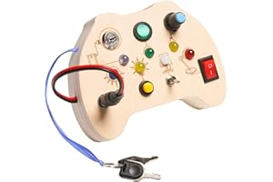 HOMCENT Busy Board für Kleinkinder mit Schalten, Montessori Spielzeug mit Schaltern und Knöpfen, Baby Activity Board aus Holz, Lernspielzeug für Jungen und Mädch