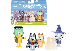 Bluey Pack 4 Figuras, Costume Party, Figuras Articuladas Amigos Preparados para IR de Aventuras, Muñecos de la Serie Infantil, Juguetes Exclusivos, Famosa (BLY86000)