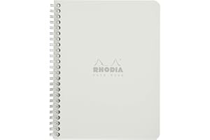 RHODIA 193421C - Cahier à Spirale (Reliure Intégrale) Notebook Blanc - A5+ 16 x 21 cm- Petits Carreaux - 160 pages Détachables - Papier Clairefontaine Blanc 80 g/m² - Couverture Souple et Résistante