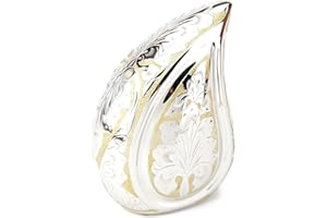 URNS UK Torquay Teardrop Silver & Gold Engraved Cremation Ashes Urn