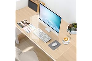 YSWOVUO Schreibtischunterlage Transparent, 80x40x0.15 cm Schreibtischunterlage Durchsichtig, Wasserdichte Schreibtisch unterlage Transparent, PVC-Tischschutz Unterlage für Büro und Zuhause