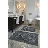 Pamukkent S&uuml;per Emici 2'li Pamuk Ultra L&uuml;ks Banyo Paspası Seti Antrasit 60x100 cm ve 50x60 cm