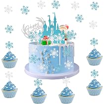 Kuchenaufsatz „Oh Baby“ Mit Schneeflocken-Motiv – Silber Glitzernd Für Winter- & Weihnachts-Kuchen