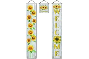 SUPERDANT 3 Stück Sonnenblume Willkommensbanner Türbehang Flagge Couplet Dekor Zeichen Set Tür Union Hängende Flagge Für Haus Haustür Veranda Schulgarten Partybedarf Klassenzimmer Schule Dekor