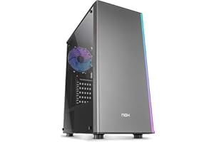 NOX XTREME PRODUCTS Nox Infinity Omega -NXINFTYOMEGA- Semitorre ARGB ATX - Micro ATX-ITX, ventilador ARGB 120mm incluido, USB 2.0 - 3.0 - Audio hub, espacio para hasta 4 ventiladores, panel lateral acrílico, color gris