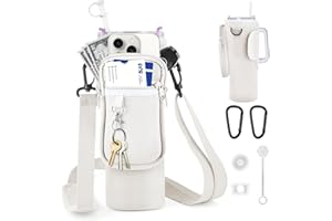 WuGU Borsa Portabottiglia con Tasca per Telefono per Stanley 40oz, Accessori per Tazza Stanley, Portabottiglia in Neoprene con Cinturino Regolabile per Stanley